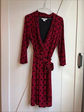 Liz Claiborne Red Dress with Black Abstract Print